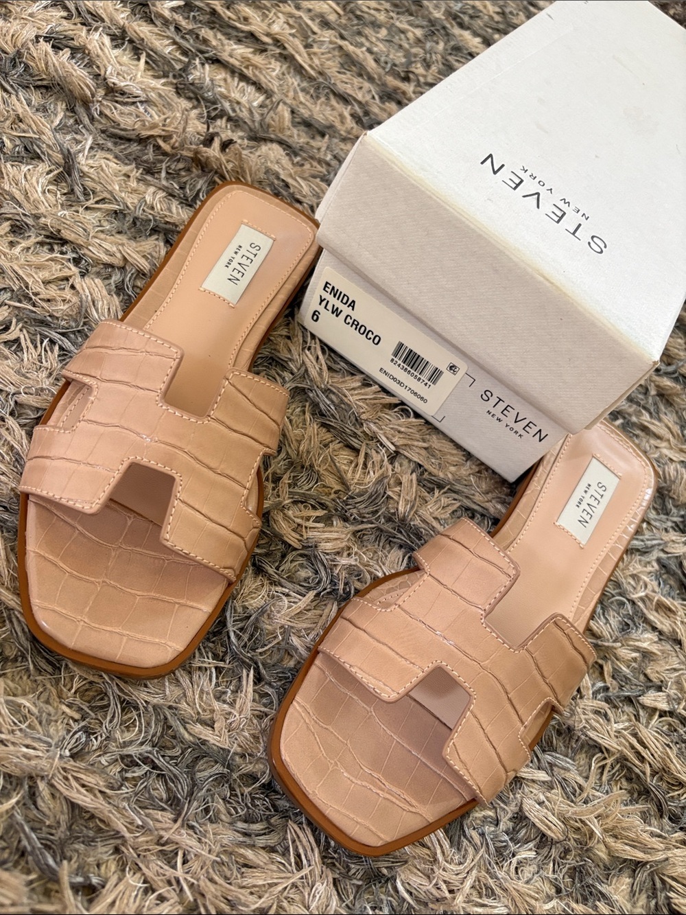 New! STEVEN New York Croc-Embossed Tan Slide Mules Size 6 - Picture 8 of 9